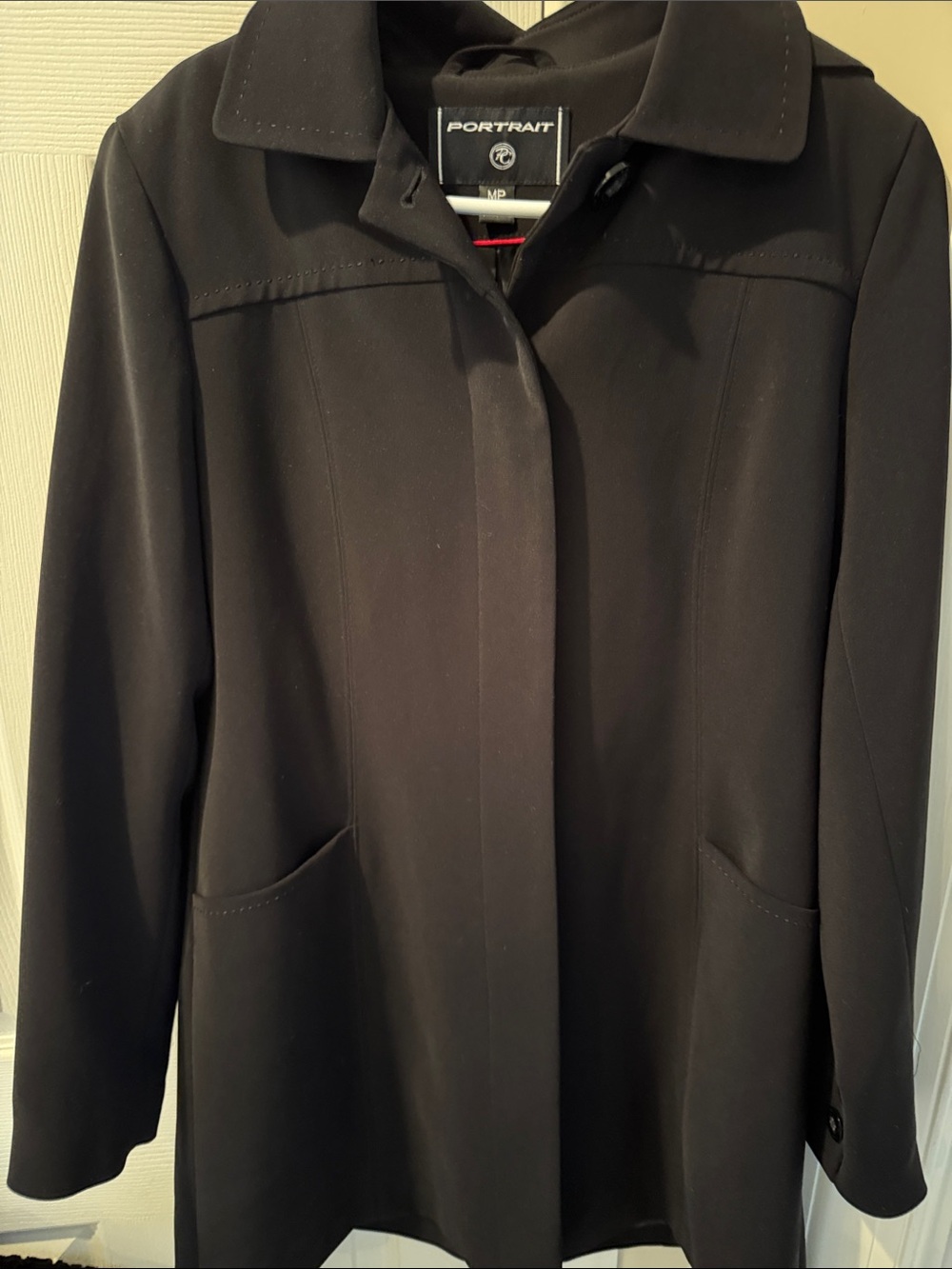 Women's Black All Weather Coat Jacket with removable hood